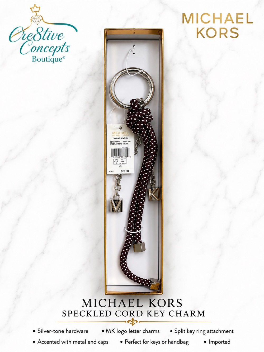 Michael Kors, Rope Knot Key Ring/Bag Charm-Silver Hardware - Picture 6 of 6